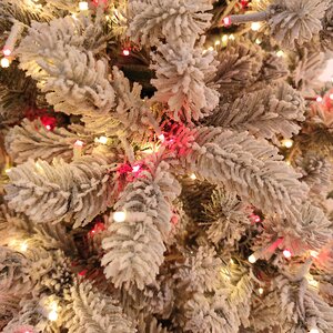 Искусственная стройная елка с гирляндой Джорджия Slim заснеженная 228 см, 2000 красных/теплых белых ламп, ЛИТАЯ + ПВХ A Perfect Christmas фото 2