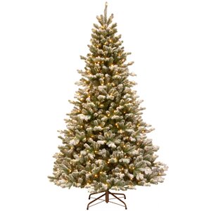 Искусственная елка с гирляндой Шеффилд заснеженная 228 см, 650 теплых белых ламп, ЛИТАЯ + ПВХ