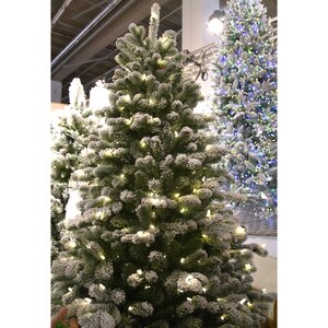 Искусственная елка с гирляндой Шеффилд заснеженная 228 см, 650 теплых белых ламп, ЛИТАЯ + ПВХ National Tree Company фото 3