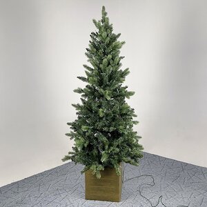 Искусственная елка с гирляндой Норфолк 137 см в деревянном кашпо, 200 теплых белых ламп, ЛИТАЯ + ПВХ A Perfect Christmas фото 4