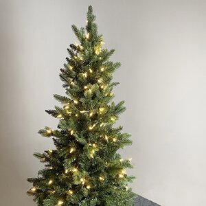 Искусственная елка с гирляндой Норфолк 137 см в деревянном кашпо, 200 теплых белых ламп, ЛИТАЯ + ПВХ A Perfect Christmas фото 2