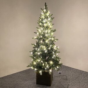 Искусственная елка с гирляндой Норфолк 137 см в деревянном кашпо, 200 теплых белых ламп, ЛИТАЯ + ПВХ A Perfect Christmas фото 8