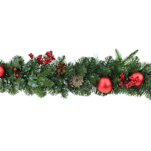 Украшенная хвойная гирлянда Victoria 180*30 см с шишками и ягодами, ЛИТАЯ + ПВХ A Perfect Christmas фото 1