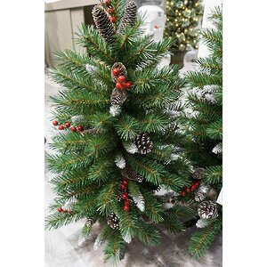 Настольная елка Сказка заснеженная с шишками и ягодами 91 см, ПВХ National Tree Company фото 2