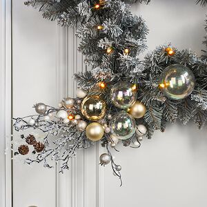 Хвойное украшение с лампочками Christmas Star 66 см, 35 теплых белых ламп, на батарейках, ПВХ A Perfect Christmas фото 6