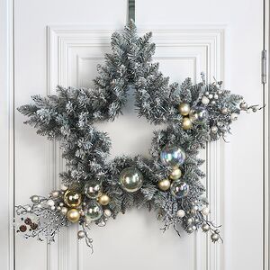 Хвойное украшение с лампочками Christmas Star 66 см, 35 теплых белых ламп, на батарейках, ПВХ A Perfect Christmas фото 3