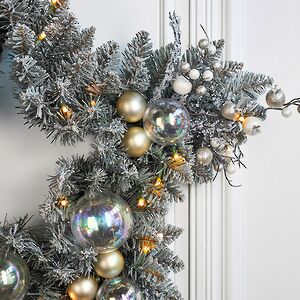 Хвойное украшение с лампочками Christmas Star 66 см, 35 теплых белых ламп, на батарейках, ПВХ A Perfect Christmas фото 4