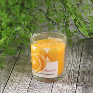 Ароматическая свеча в стакане Апельсин 8 см, 27 часов горения Омский Свечной фото 1