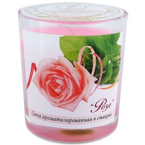 Ароматическая свеча в стакане Роза 8 см Омский Свечной фото 2