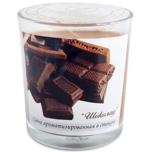 Ароматическая свеча в стакане Шоколад 8 см Омский Свечной фото 2