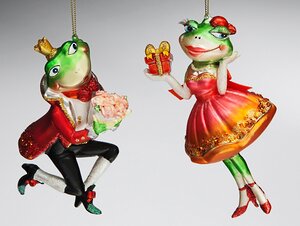 Елочная игрушка "Лягушки "Влюбленная парочка", 10*15 см, стекло, подвеска Holiday Classics фото 1