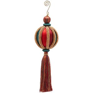 Елочный шар с Кисточкой Оллаэтель 28 см красно-зеленый, подвеска