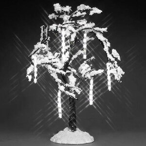 Статуэтка Заснеженное дерево с тающими сосульками, 22 см, подсветка, батарейки Lemax фото 1