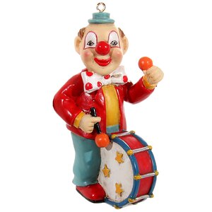 Елочная игрушка Клоун с Барабаном, 10 см, подвеска ShiShi фото 1
