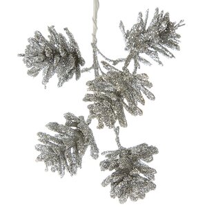 Украшение Шишки натуральные сверкающие 30 шт серебряные на проволоке Hogewoning фото 2