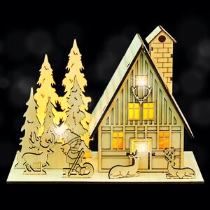 Светодиодная композиция Рождественская деревушка, 21*12*16 см, 7 теплых белых LED ламп, батарейка Edelman фото 1
