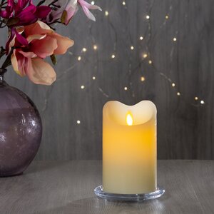 Светодиодная свеча восковая с живым пламенем, 12.5 см, бежевый, батарейка Edelman фото 1