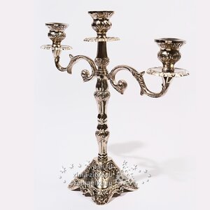 Подсвечник Царский на 3 свечи, 31 см, серебро Kaemingk фото 1
