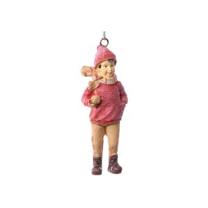 Елочная игрушка Мальчик Нильс со снежком в красном свитере 9 см, подвеска Hogewoning фото 1
