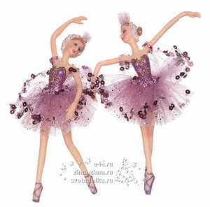 Елочная игрушка "Балерина изящная в розовом" с поднятой рукой, 18*12 см, подвеска Billiet фото 1