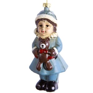 Елочная игрушка Девочка с плюшевым мишкой из Фростландии 12 см, пластик, подвеска Hogewoning фото 1