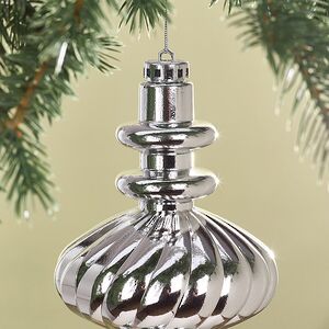 Елочная игрушка Сосулька Рельефные Грани 30 см серебряная Winter Deco фото 2