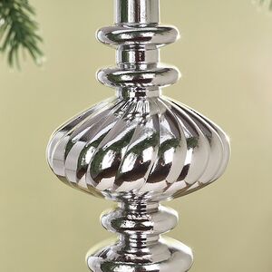 Елочная игрушка Сосулька Рельефные Грани 30 см серебряная Winter Deco фото 3