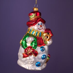 Елочная игрушка Снеговик Бин с подарками 16 см, стекло, подарочная коробка Winter Deco фото 2