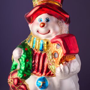 Елочная игрушка Снеговик Бин с подарками 16 см, стекло, подарочная коробка Winter Deco фото 4