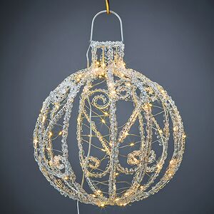 Светодиодный шар Кружево 30 см, 80 теплых белых LED ламп, акрил, IP44 Winter Deco фото 4
