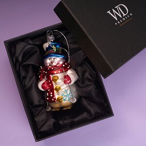 Елочная игрушка Снеговик в красном шарфике 12 см в подарочной коробке, стекло Winter Deco фото 3