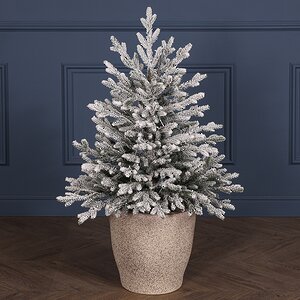 Искусственная елка с лампочками Norway 90 см заснеженная в кашпо, 90 теплых белых LED, ЛИТАЯ + ПВХ Winter Deco фото 4