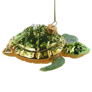 Стеклянная елочная игрушка Черепаха Эйторн 12 см, подвеска Winter Deco фото 1