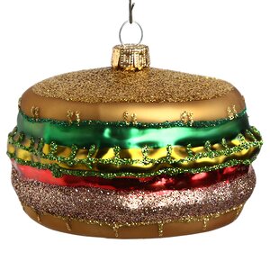 Стеклянная елочная игрушка Сочный Гамбургер 9 см, подвеска Winter Deco фото 1