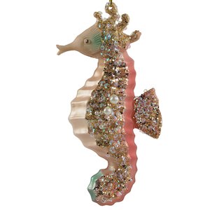 Стеклянная елочная игрушка Морской Конек Розелли 13 см, подвеска Winter Deco фото 1