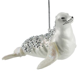 Стеклянная елочная игрушка Морской Лев Хьюго 15 см, подвеска Winter Deco фото 1