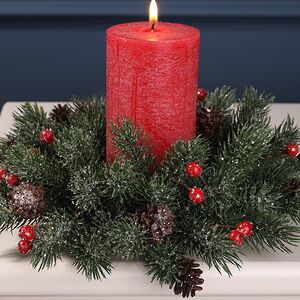 Венок для свечи Universe 26 см заснеженный, с шишками и ягодами, ЛИТАЯ 100% Swerox фото 2