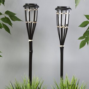 Садовый фонарь на солнечной батарее Solar Bamboo - Black 65 см, с эффектом живого пламени, IP44 Koopman фото 4