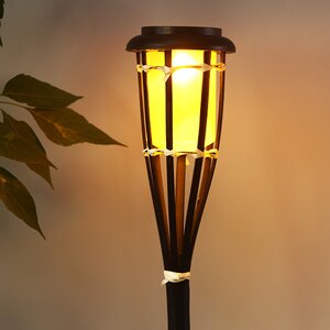 Садовый фонарь на солнечной батарее Solar Bamboo - Black 65 см, с эффектом живого пламени, IP44 Koopman фото 2