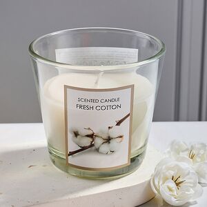 Ароматическая свеча Fresh Cotton 8 см, в стеклянном стакане Koopman фото 3