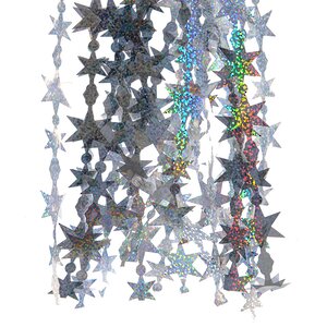Дождик фигурный голографический Звездочки 50*40 см серебряный Kaemingk фото 1