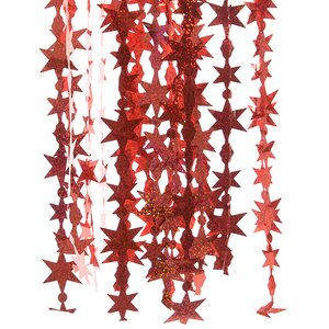 Дождик фигурный голографический Звездочки 50*40 см красный Kaemingk фото 1