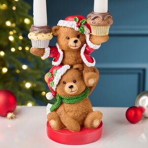 Новогодняя фигурка-подсвечник Медвежата: Веселое Рождество 25 см EDG фото 2