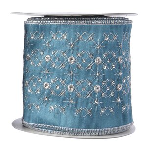 Декоративная лента Blue Blush: Сияющие звезды 500*10 см Kaemingk фото 4