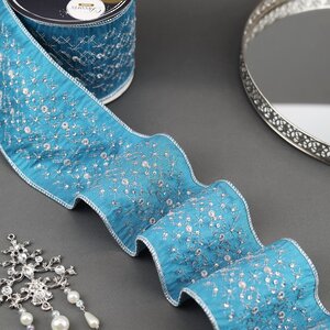 Декоративная лента Blue Blush: Сияющие звезды 500*10 см Kaemingk фото 1