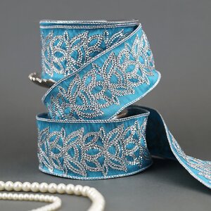 Декоративная лента Blue Blush: Цветок лотоса 1000*6 см Kaemingk фото 3