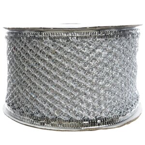 Декоративная лента Сеточка серебряная 300*5 см Kaemingk фото 1