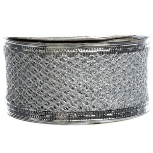 Декоративная лента Сеточка серебряная 400*4 см Kaemingk фото 1