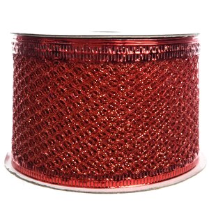 Декоративная лента Сеточка красная 300*5 см Kaemingk фото 1