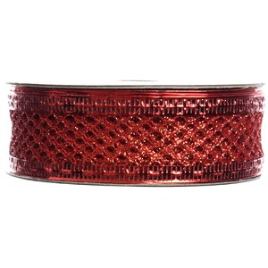 Декоративная лента Сеточка красная 500*2.5 см Kaemingk фото 1